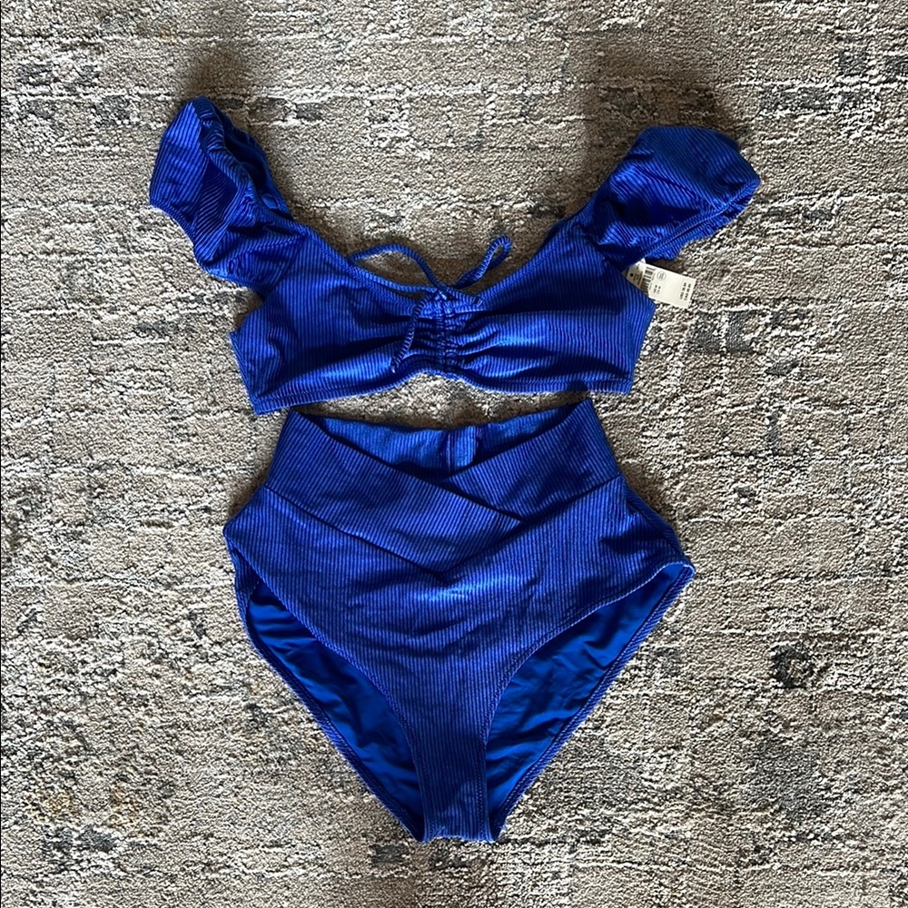Blue Ruffled Bikini Set